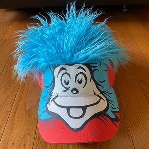 Dr Seuss "Cat In The Hat" Furry Red Blue Hat Cap One Size - adjustable